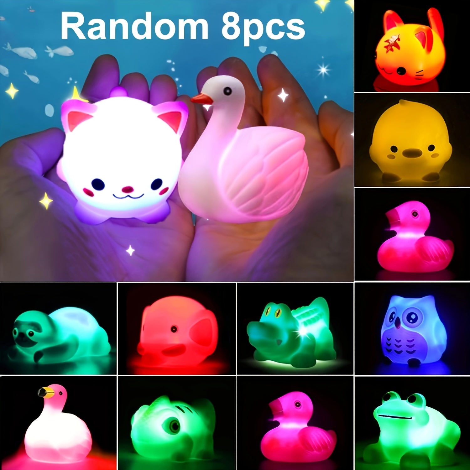 Light Up Floating Dinosaur Bath Toys for Kids - Glow in Dark Bathtub Pool Toy Set 2 4 6 8 12 Pcs, Toddler Baby Bath Time Fun, Birthday Easter Christmas Gift for Boys Girls