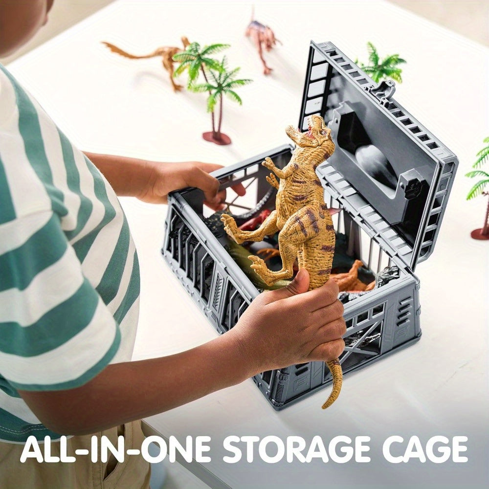 Dinosaur Toys for Kids 19pcs Playset – Realistic Figures with Activity Play Mat & Storage Cage for Boys Girls Ages 3+ Birthday Christmas Gift