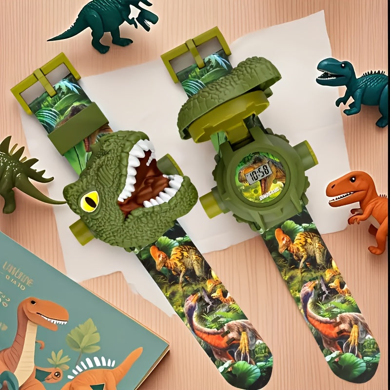 Kids Dinosaur Projection Watch Toy with 24 Dino Patterns & Real Time Display - Fun Dragon Watch Projects Dinosaur Adventure World Birthday Holiday Gift for Boys Girls