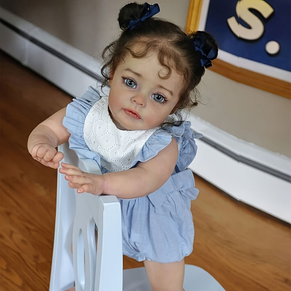 Weighted Reborn Baby Doll Girl 20 Inch Lifelike Newborn – Hand-Painted Details Implanted Eyelashes Movable Arms Fits Newborn Clothes Kids Collectors Birthday Christmas Gift
