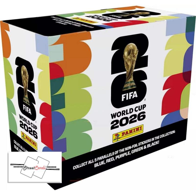 2026 Panini FIFA World Cup Soccer Sticker Box – 25 Packs, 175 Stickers, 5 Parallels, 6 Toploaders & StreetCards Magnet – Collector Gift for Soccer Fans