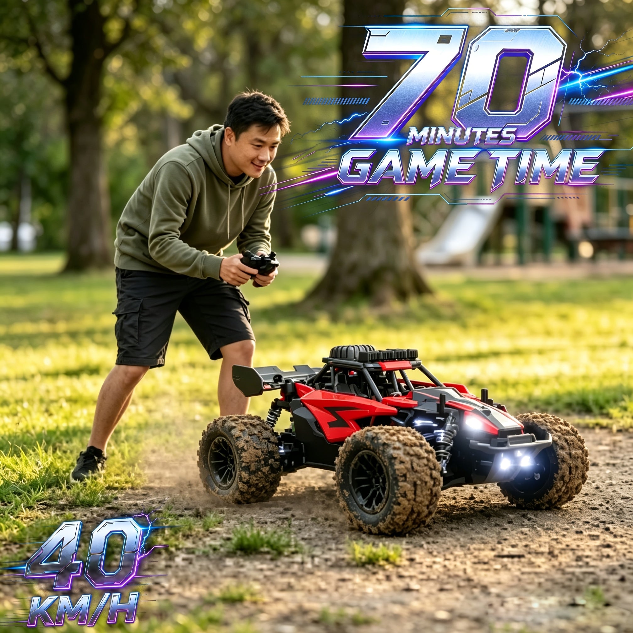 High-Speed RC Off-Road Truck with Full Bearings & Durable Alloy Steel - Remote Control Monster Truck for Boys Ages 6+ Halloween Christmas Birthday Gift