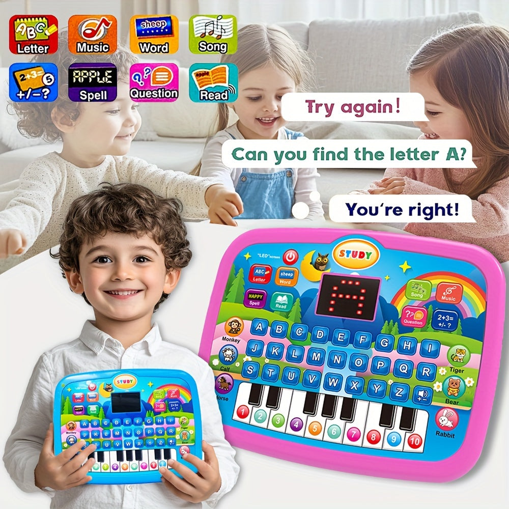 Kids Multifunctional Learning Tablet Ages 3+ – Educational Toy with Alphabet, Numbers, Music, Animals & Piano Keys, Interactive Learning Machine for Toddlers Boys Girls, Birthday Gift