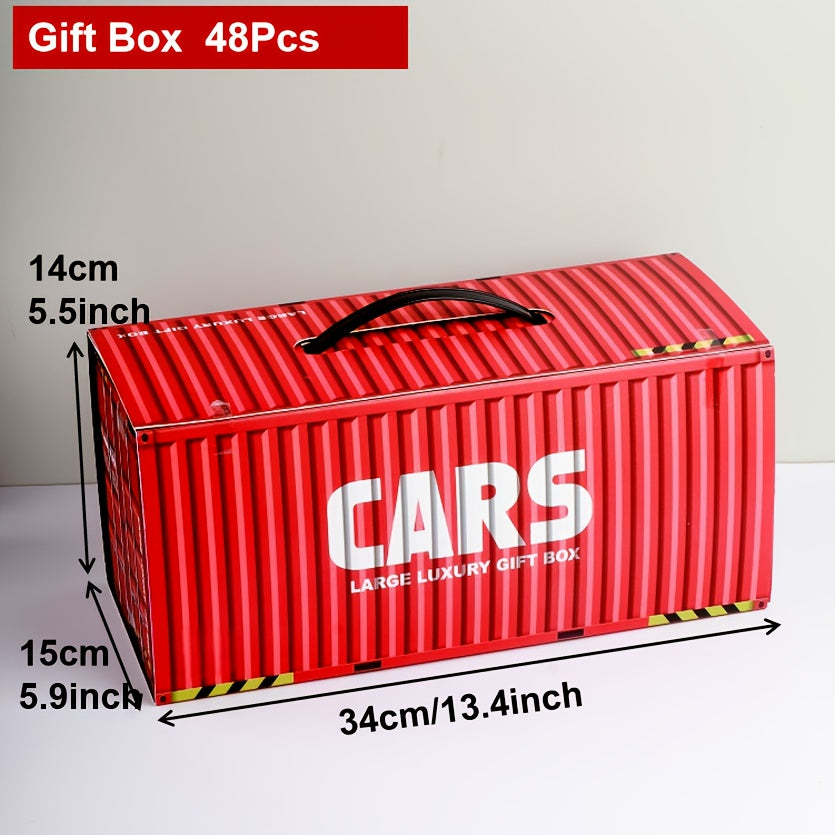 Racing Car Toy Set 48PCS Friction Powered Mini Cars with 4-Level Garage Track All-in-One Play Set for Boys Ages 3+ Birthday Christmas Gift