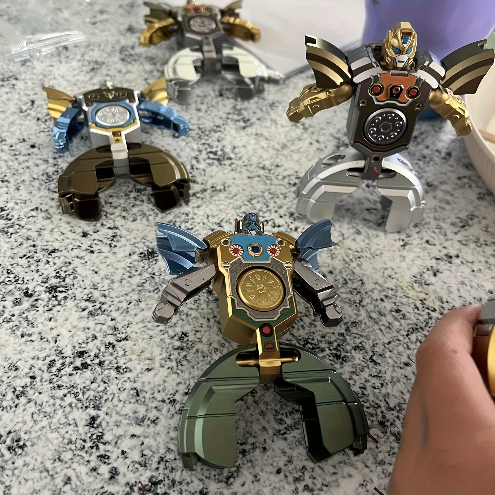 Deformation Robot Fidget Spinner Bulk Pack 12 21 30pcs Finger Gyroscope Random Color ABS – Fingertip Gyro Stress Relief Toy for Kids & Adults, Easter Party Favor Gift