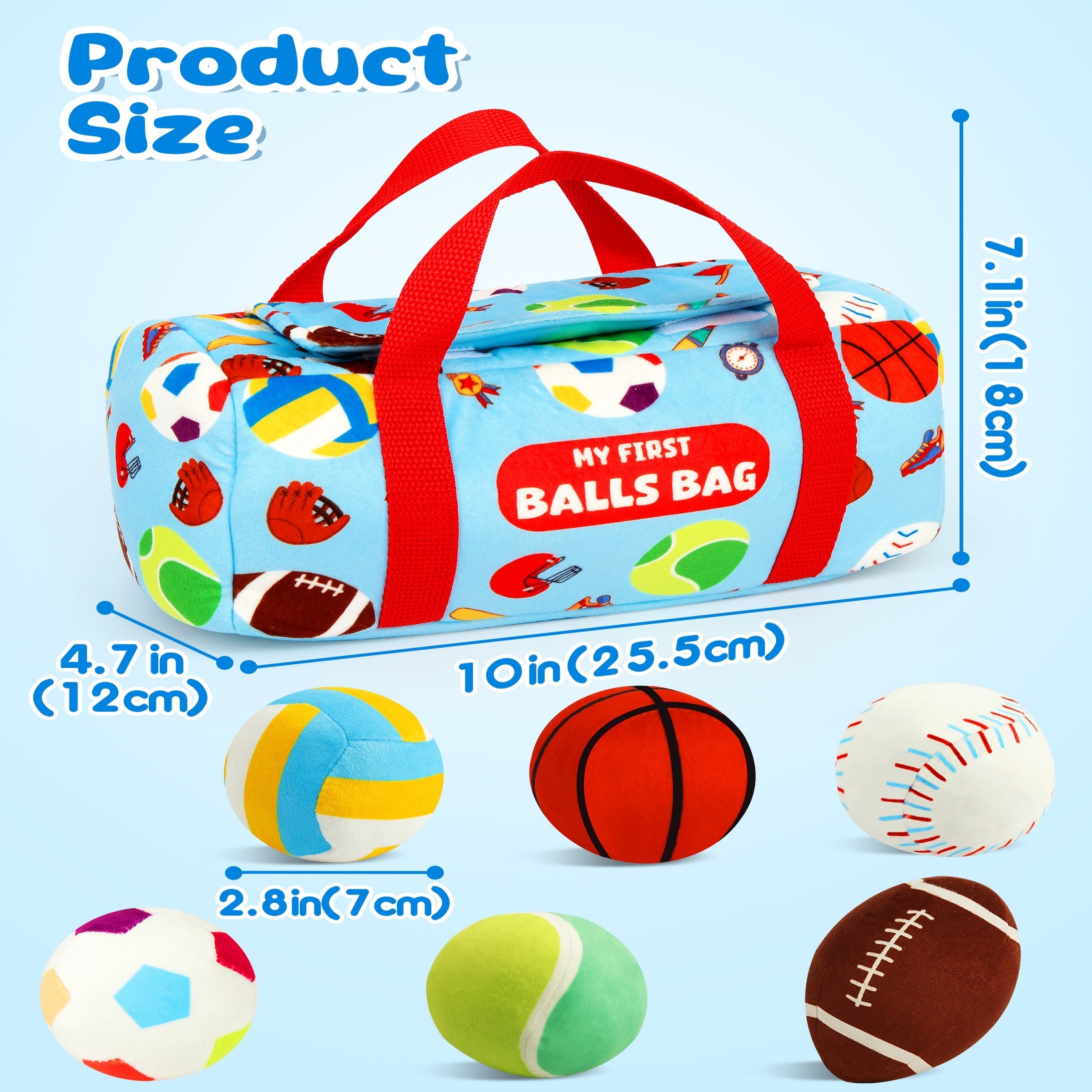 Baby Sensory Balls Set 6 Pcs Soft Plush Crinkle Rattle Toys for Toddlers Newborns - Texture Ball with Travel Storage Bag, Early Learning Infant Toy for 12+ Months, Baby Shower Gift Boys Girls
