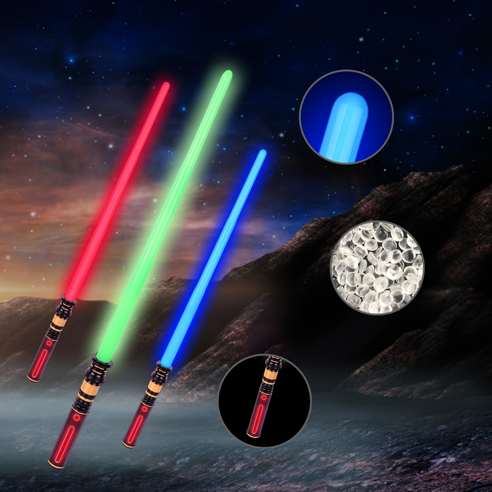 Light Up Sword for Kids 3-Pack with FX Sound, Expandable LED Glow Swords for Halloween Cosplay Dress Up Parties, Birthday Christmas Gift Boys Girls