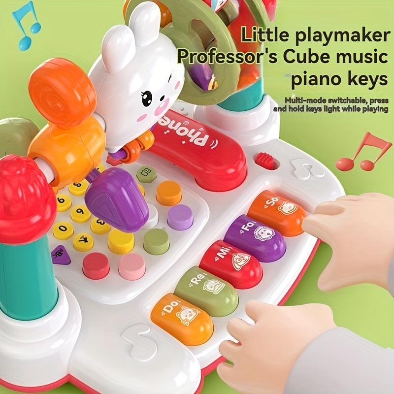 JOVOW Rabbit Story Machine – Multifunctional Kids Phone Toy with Piano, Music & Light, Multiple Modes, Educational Sensory Toy for Toddlers, Easter Halloween Birthday Christmas Gift for Boys Girls