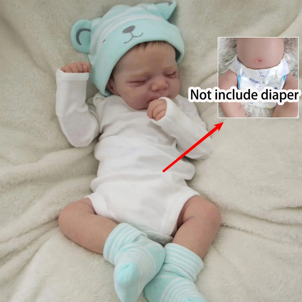 Reborn Baby Girl Doll 19 Inch Full Body Soft Vinyl – 3D-Paint Skin Visible Veins Sleeping Face Lifelike Newborn with Clothes Pacifier Bottle Birthday Christmas Gift