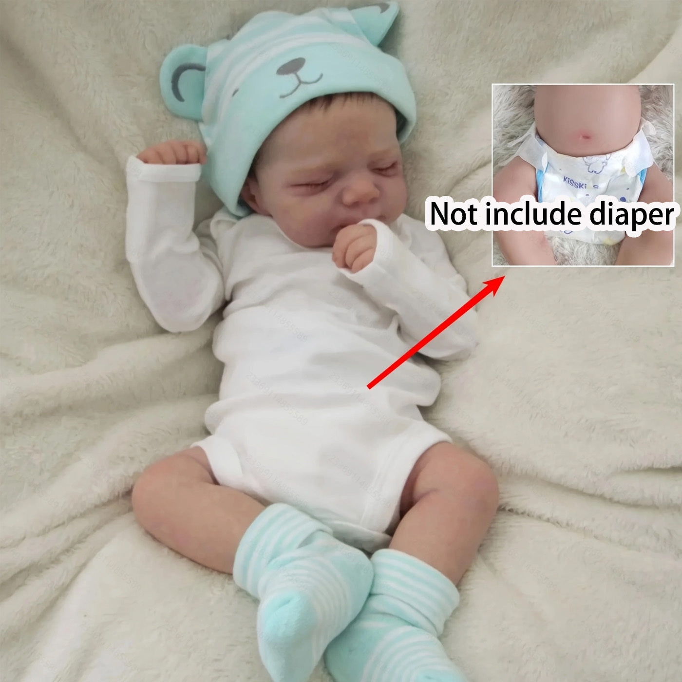 Reborn Baby Girl Doll 19 Inch Full Body Soft Vinyl – 3D-Paint Skin Visible Veins Sleeping Face Lifelike Newborn with Clothes Pacifier Bottle Birthday Christmas Gift