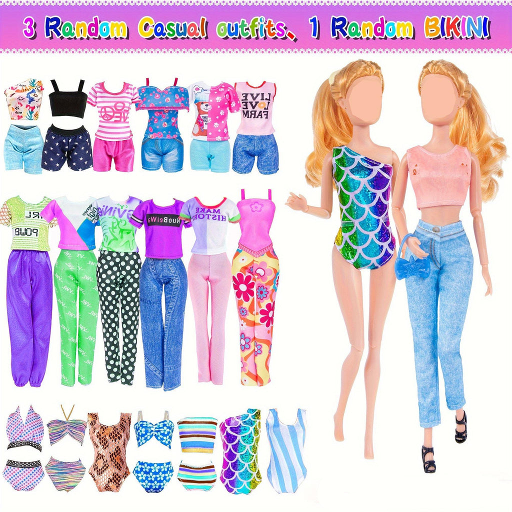 Fashion Doll Clothes Set 50pcs for 11.5 Inch Dolls – Fur Coat Princess Dresses Slip Dress Bikini Outfits No Doll Random Colors Gift for Girls Birthday Christmas
