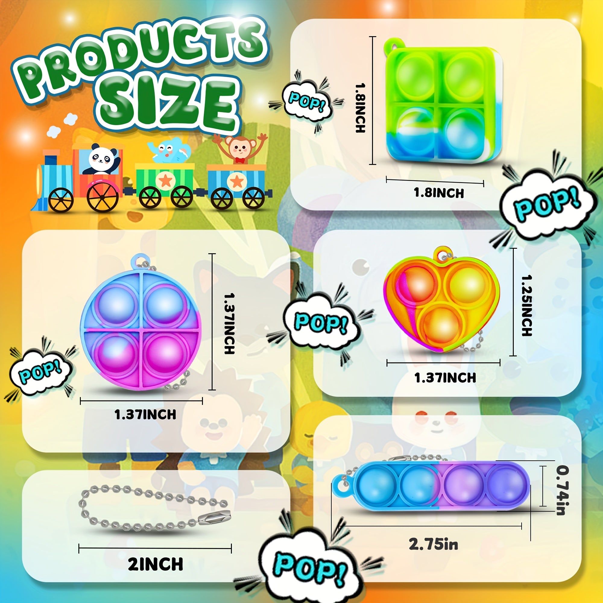 120pcs Mini Keychains Bulk – Heart Square Circle Shapes Party Favors for Kids, Classroom Treasure Box, Carnival Prizes, Birthday Goodie Bag Fillers