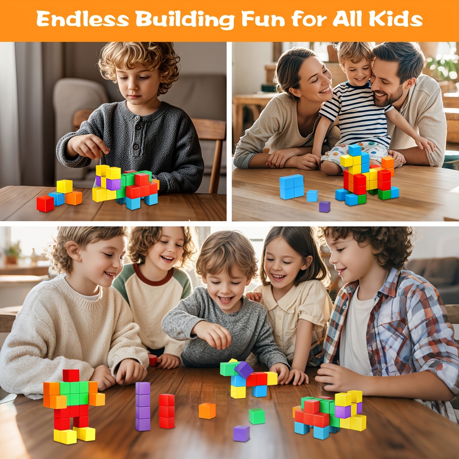Magnetic Building Blocks for Toddlers 35 Piece STEM Sensory Cube Set – Rainbow Colors Activity Booklet for Kids Ages 3-5, Educational Construction Toy Bath-Safe Gift for Boys & Girls