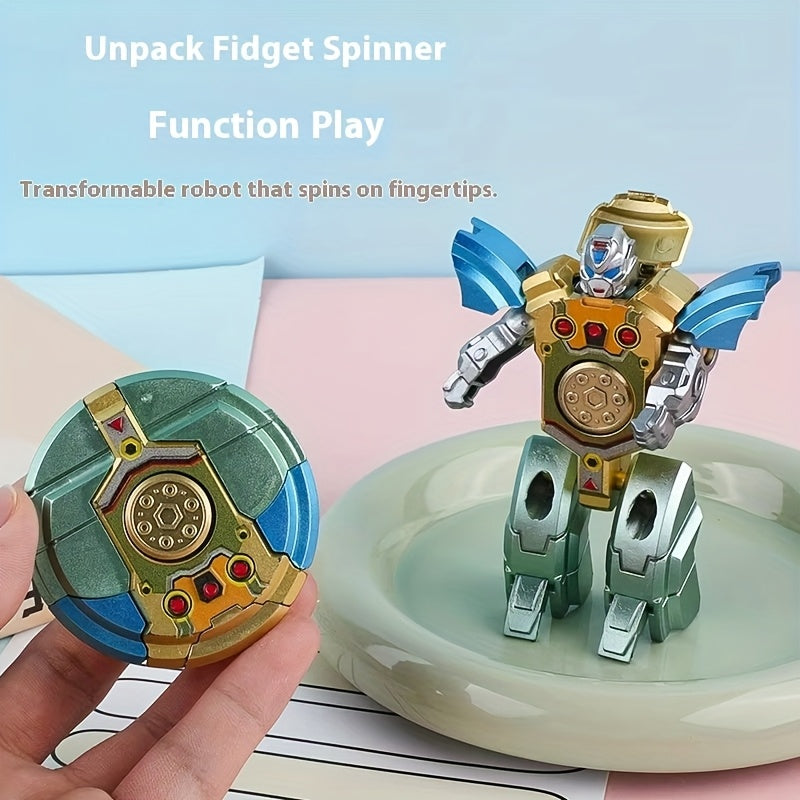 Deformation Robot Fidget Spinner Bulk Pack 12 21 30pcs Finger Gyroscope Random Color ABS – Fingertip Gyro Stress Relief Toy for Kids & Adults, Easter Party Favor Gift