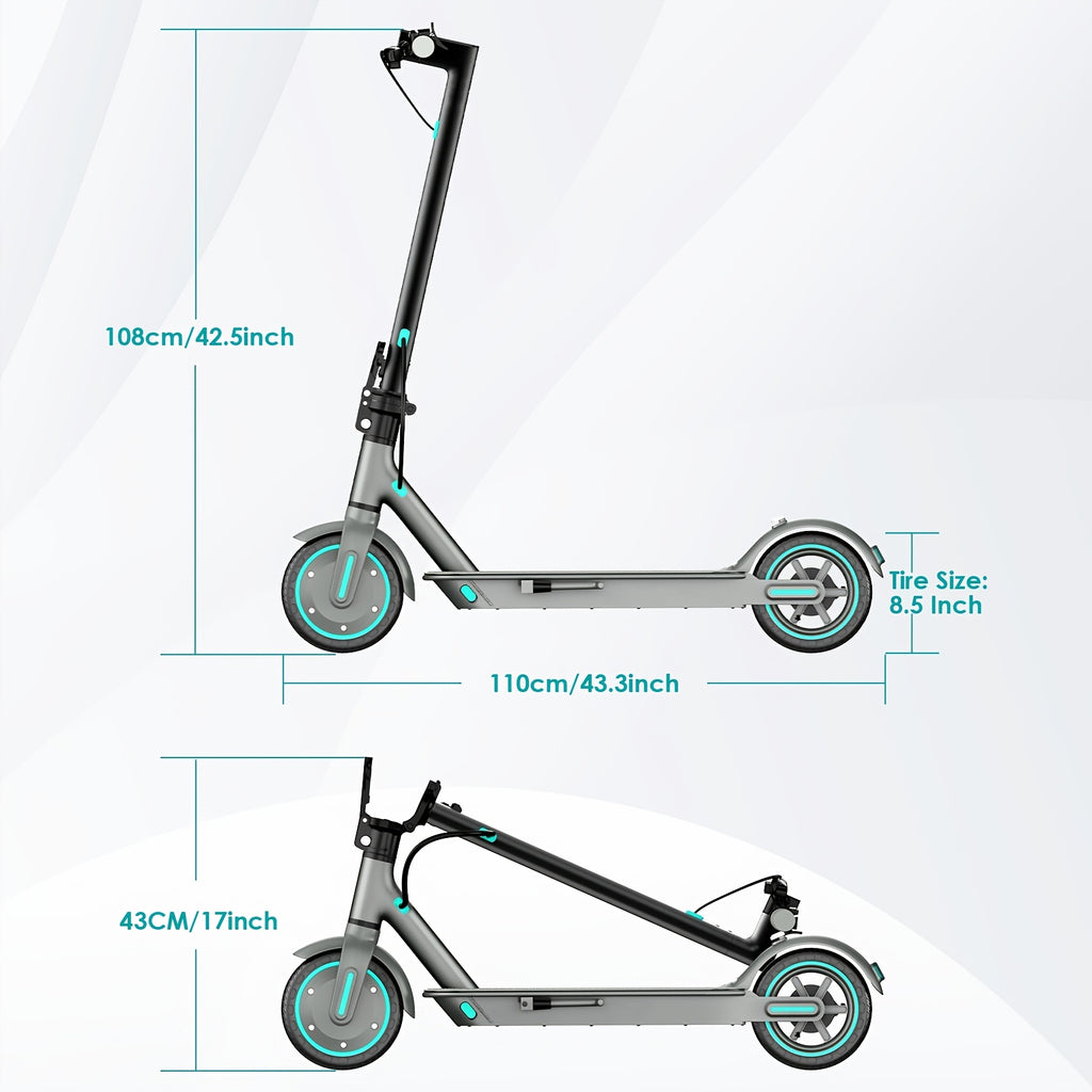Foldable Electric Scooter for Adults 350W 19 MPH - Dual Brakes EABS Solid Tires 265LB 20KM Range LED Display 3 Speed Modes - Commuter E-Scooter Blue Red