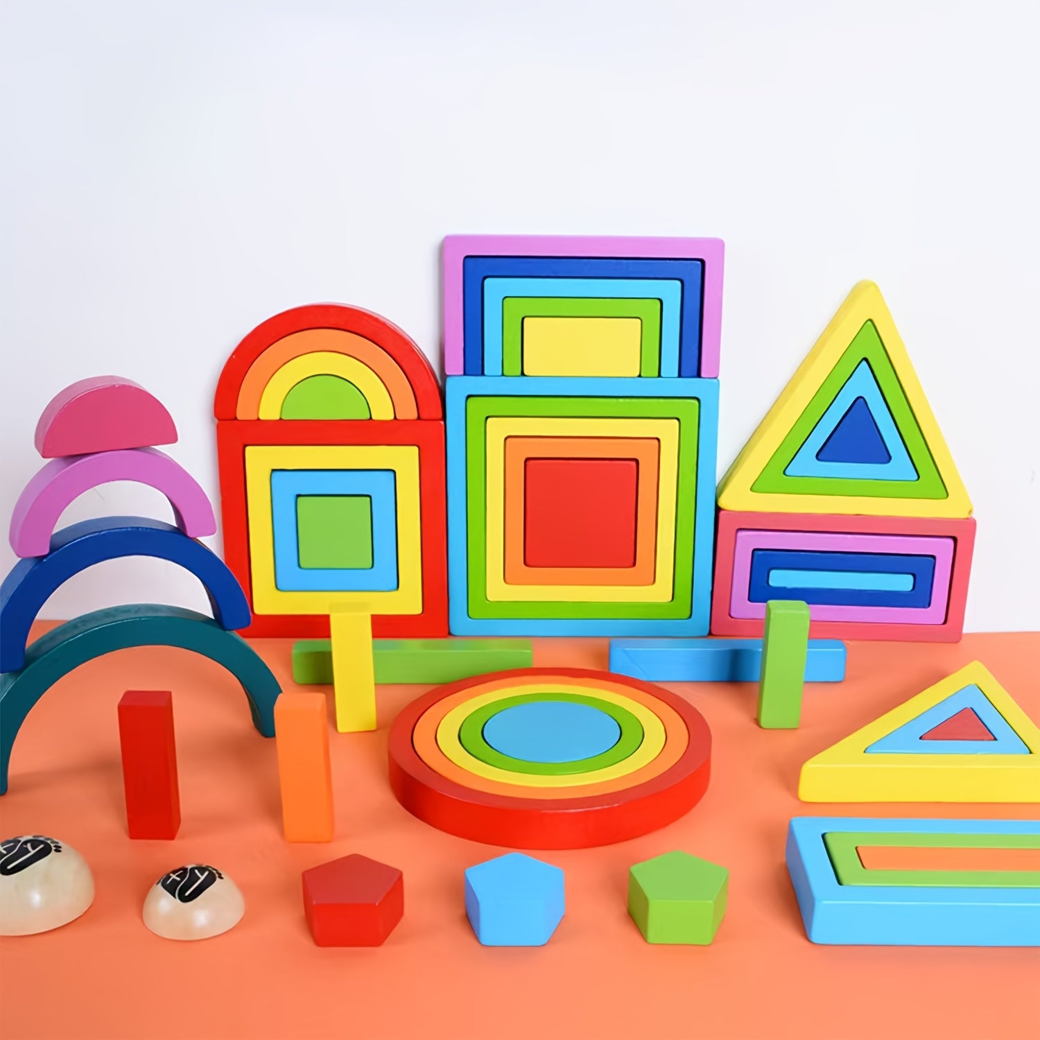 3D Rainbow Wooden Puzzle Handheld Brain Teaser for Teens Kids Adults - Educational Focus Toy Concentration Fine Motor Skills Builder, Portable Stress Relief Fidget Puzzle, Halloween Christmas Birthday Gift