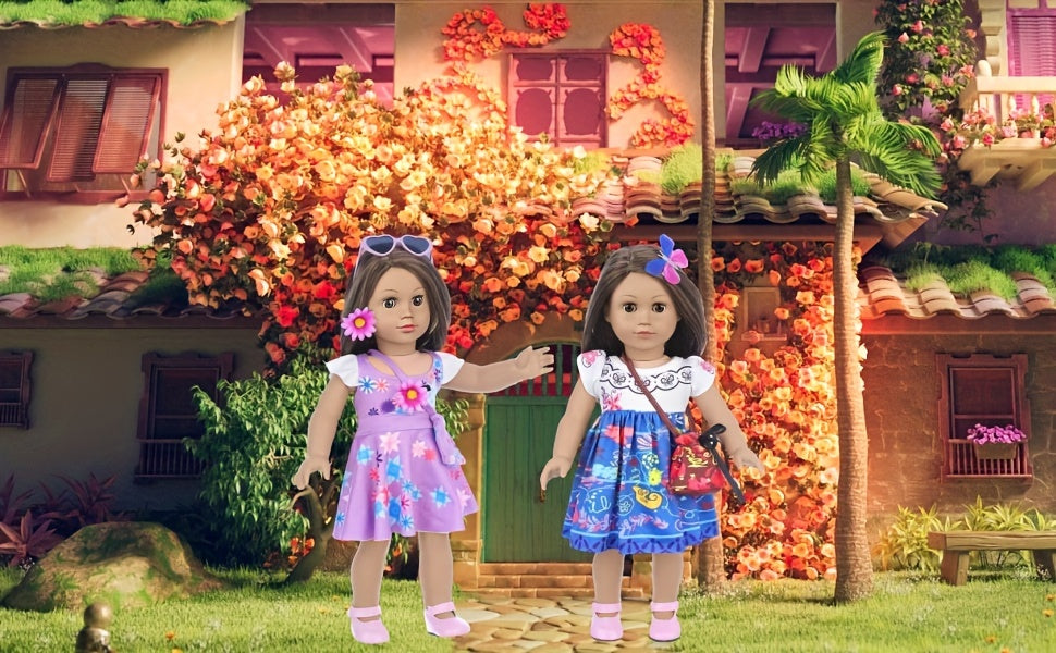 18 Inch Doll Clothes & Makeup Accessories Set – Skirt, Handbag, Hairpin, Eyeshadow, Nail Polish & Lipstick for 18 Inch Dolls Gift Ages 3+