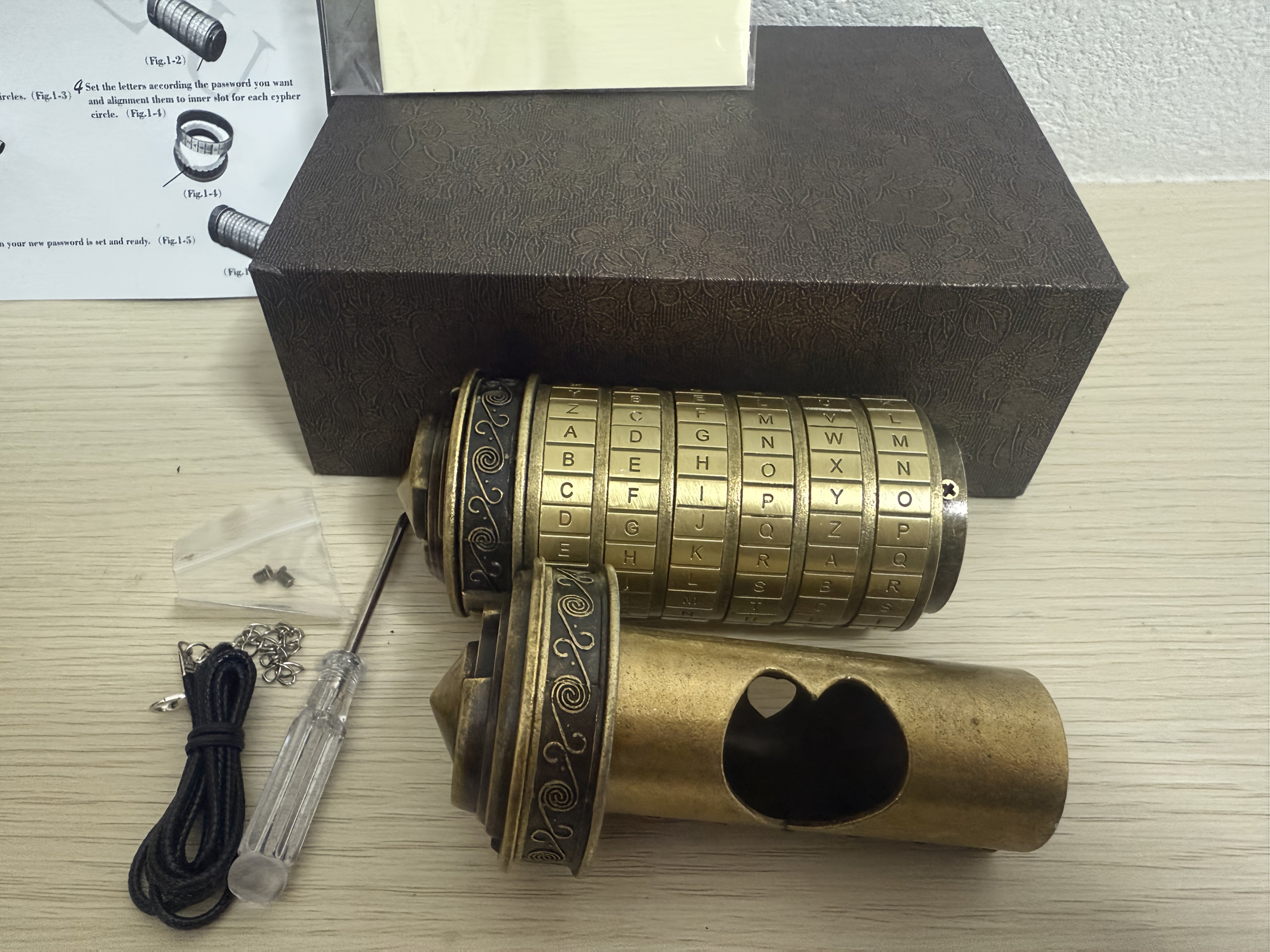 Retro Mini Combination Lock Brain Teaser Puzzle Boxed Gift Set Escape Room Prop Fun Creative Gift for Adults Teens Birthday Valentine Wedding Christmas