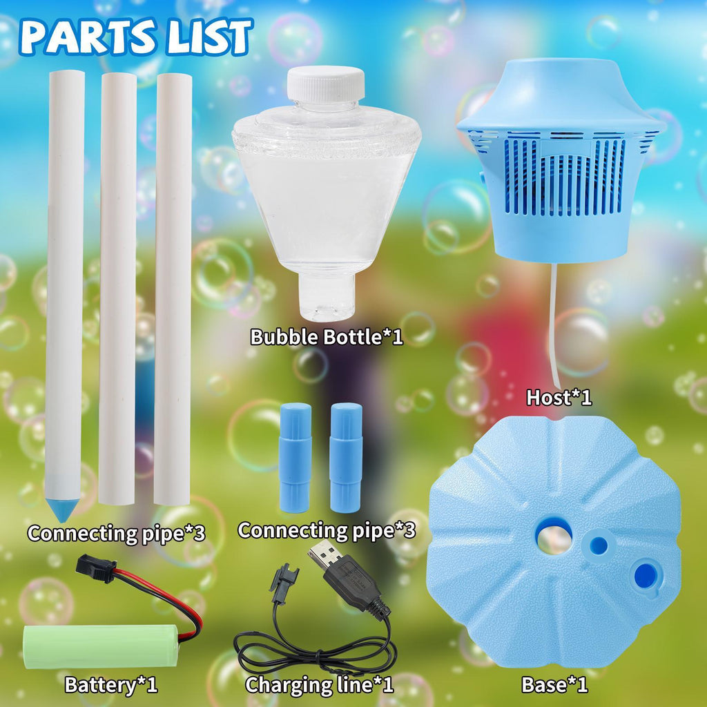 Automatic Bubble Maker for Kids – 20,000 Bubbles/Min with Music & Lights, Adjustable Height Stand, Portable Bubble Blaster for Indoor Outdoor Party