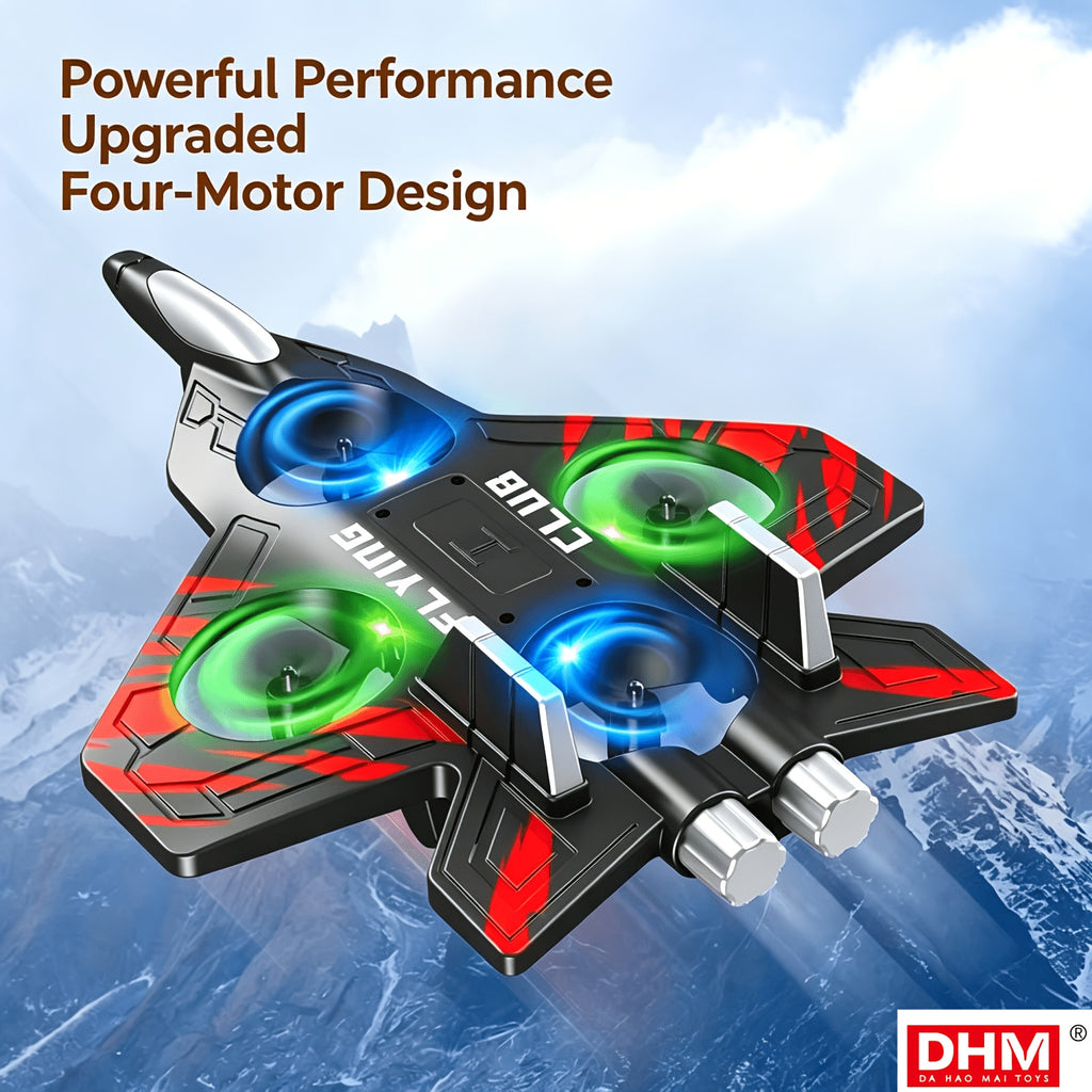 RC Flying Drone Foam Plane with 360° Stunt Flip, Altitude Hover & One-Button Takeoff – Dual Rechargeable Batteries Included for Kids & Beginners