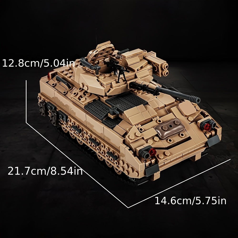 Military Tank Building Blocks Set 1350 Pieces, M2 Bradley Infantry Fighting Vehicle Army Tank Model Kit, STEM Construction Toy for Boys Teens Adults Ages 8+, Birthday Christmas Gift Military Fans