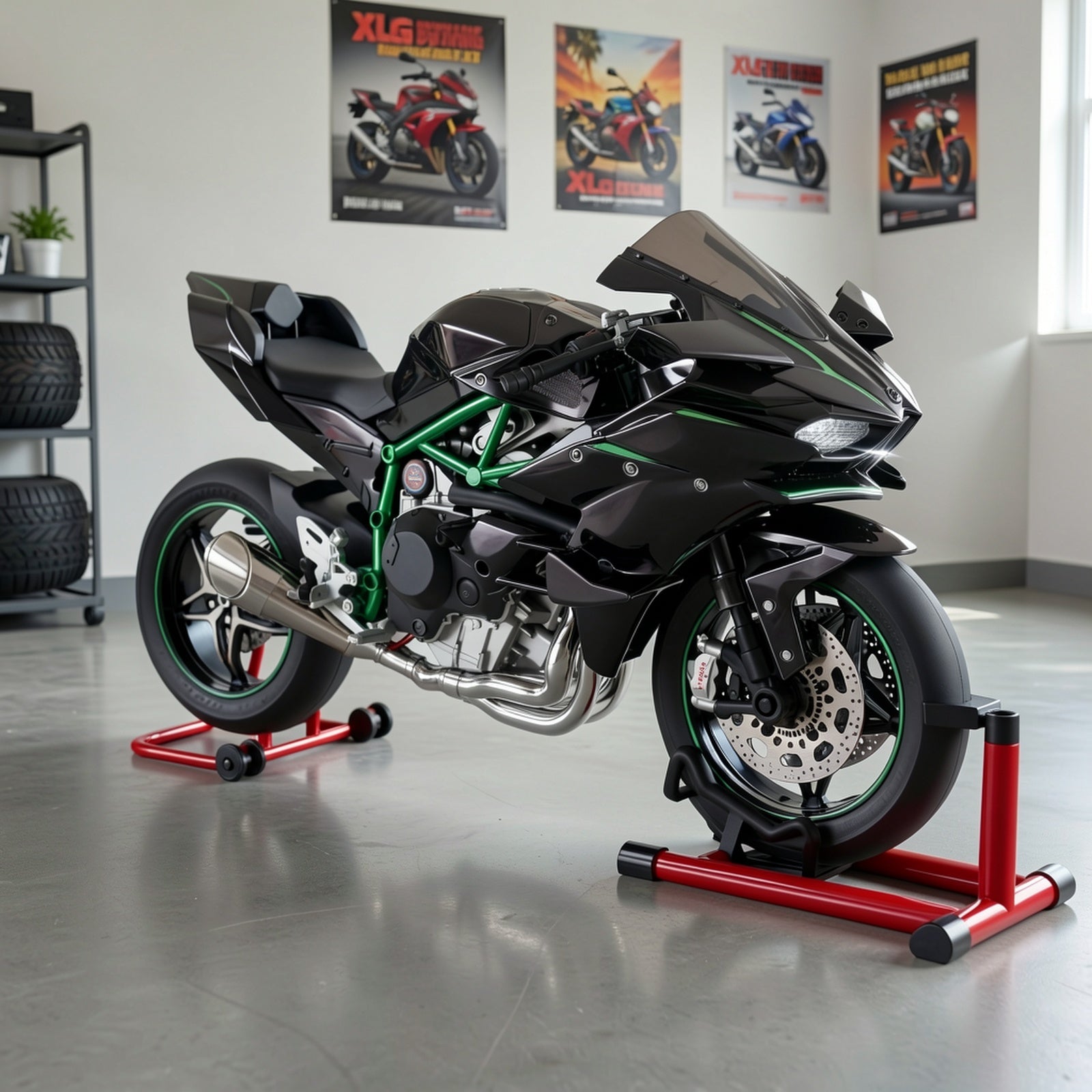 Die-Cast Motorcycle Model with Realistic Sound Effects & Exhaust Spray – 1:6 Scale Alloy Replica with LED Lights, Rotating Wheels & 8 Accessories, Collector Gift for Motorcycle Enthusiasts