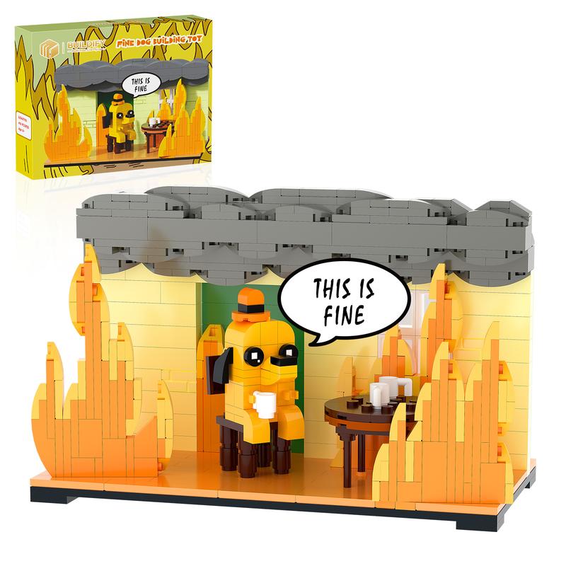 Fine Dog Meme Building Blocks Set 403 PCS - Funny Internet Dog Brick Model, Compatible with Lego, Educational STEM Construction Toy, Easy Assembly Safe ABS Bricks with Paper Instructions, Birthday Christmas Gift & Desk Decor for Kids Teens Adults