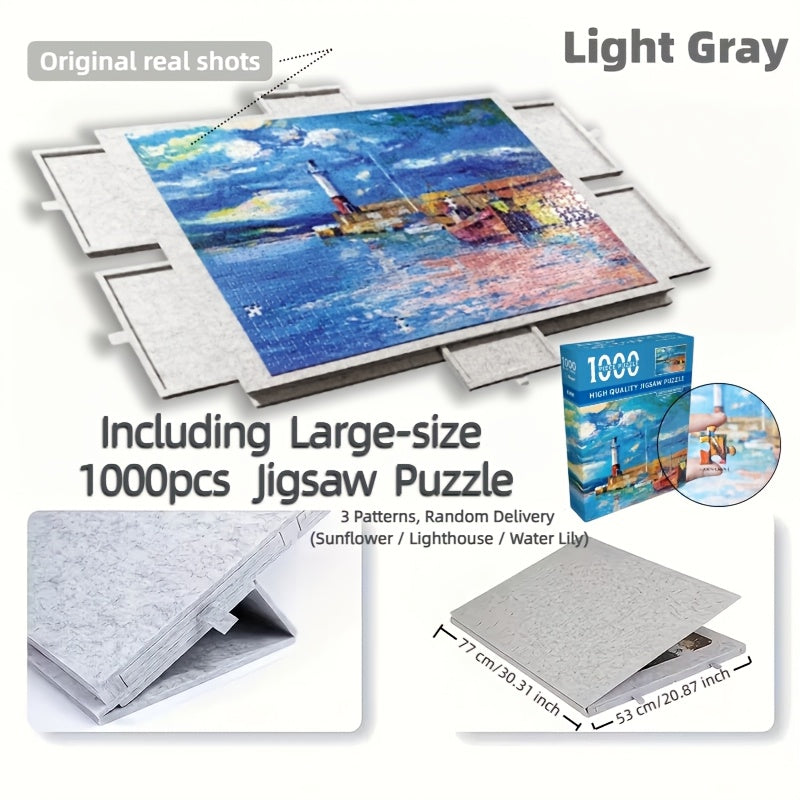 Portable Puzzle Board for 1000 & 1500 Piece Puzzles – Large Non-Slip Puzzle Table with Storage, Family Game Night Puzzle Tray for Adults and Kids