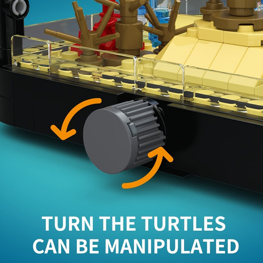 Building Block Aquarium Set with Marine Turtle & Fish Tank – Creative Ocean Animal Model Building Toy, STEM Construction Gift for Kids Boys Girls Home Decor
