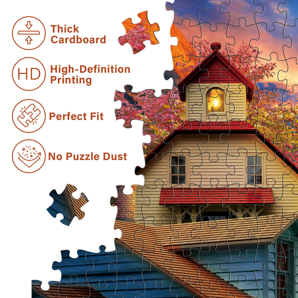 1000 Piece Jigsaw Puzzles for Adults 3-Pack, Sunset Lighthouse Bird Crochet Moroccan Pottery Themes, Brain Teaser Family Fun with Storage Box, Christmas Birthday Gift Ages 14+