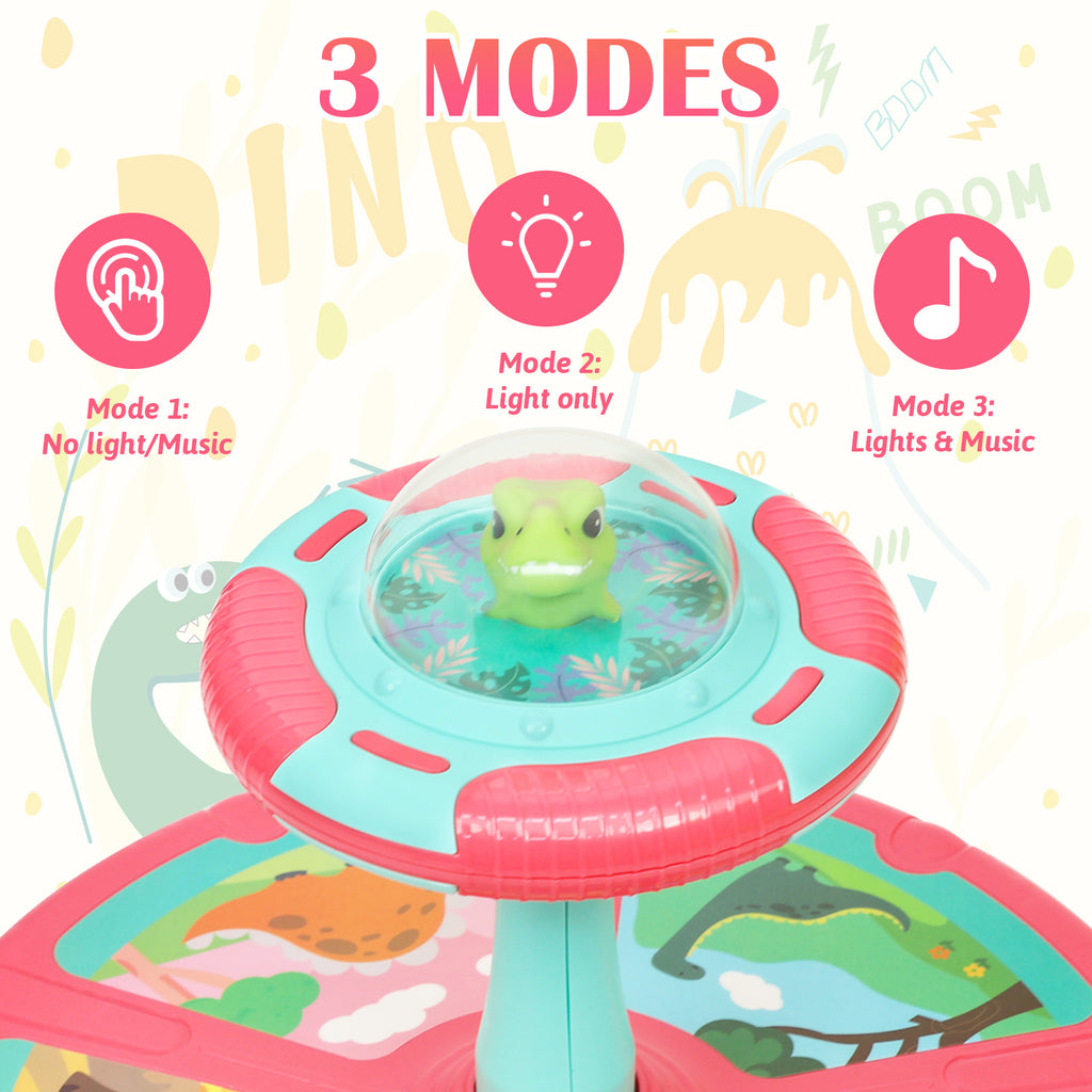 Dinosaur Sit and Spin Toy for Toddlers 18M+ – 360° Spin Seat with Music, Indoor Interactive Sensory Toy, Supports Balance & Motor Skills, Birthday Gift for Boys Girls, Planet & Pink
