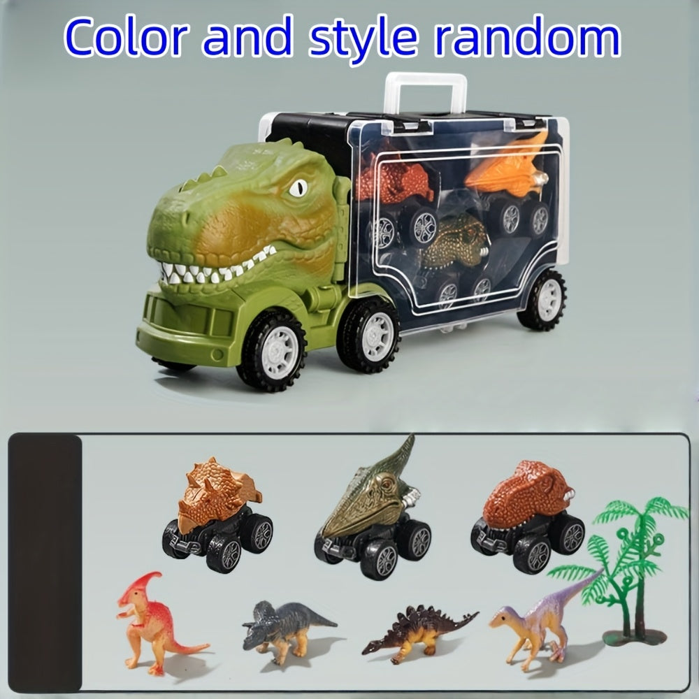 Dinosaur Truck Toy Car Set T-Rex Vehicle Playset for Boys Kids Toddlers with Dinosaur Figures Birthday Gift Ages 3+