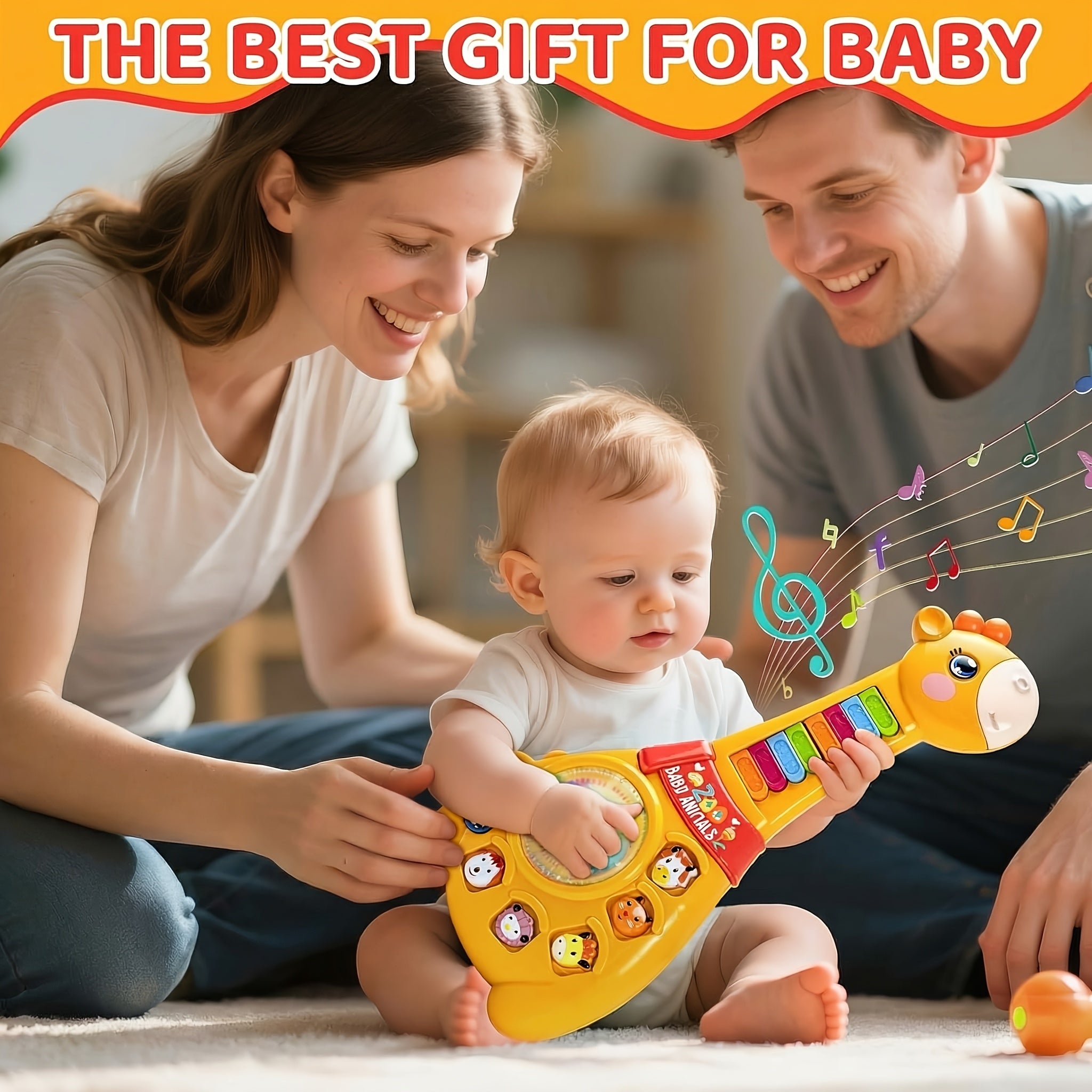 Baby Giraffe Guitar Musical Toy for 12 Months+ – Piano Keys, Animal Sounds & 8 Songs, Flashing Lights, Educational Learning Toy for Toddlers 1 Year Old Boys Girls, First Birthday Christmas Gift