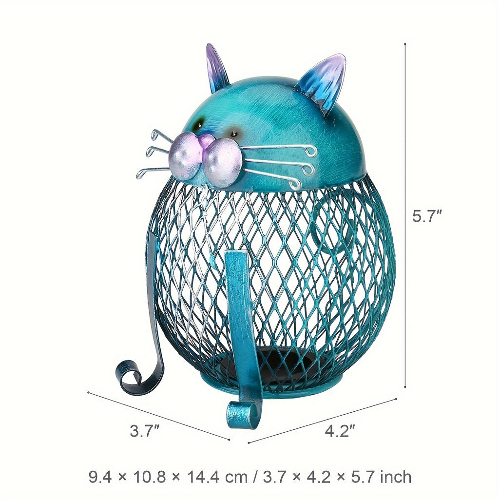 Cute Kitten Cat Coin Piggy Bank with Bottom Lid – Decorative Animal Savings Bank for Cat Lovers, Home Bookshelf Decor, Birthday Christmas Halloween Housewarming Gift