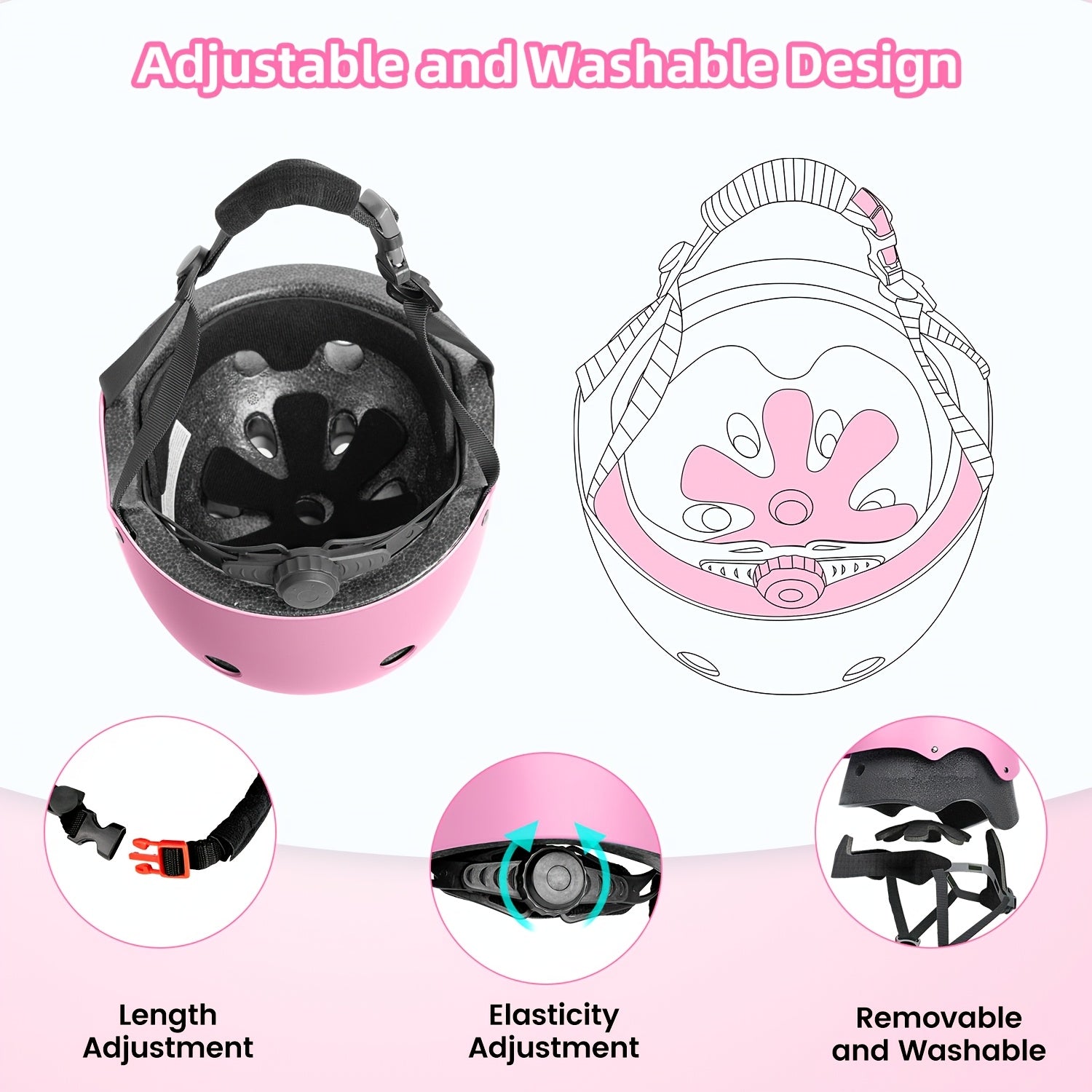Kids Bike Helmet Adjustable XXS for Toddlers Boys Girls, Unisex Sports Cycling Helmet with Removable Liner & Ventilation, Matte Finish Safe Fit 18.89"-21.65", Birthday Christmas Halloween Outdoor Gift