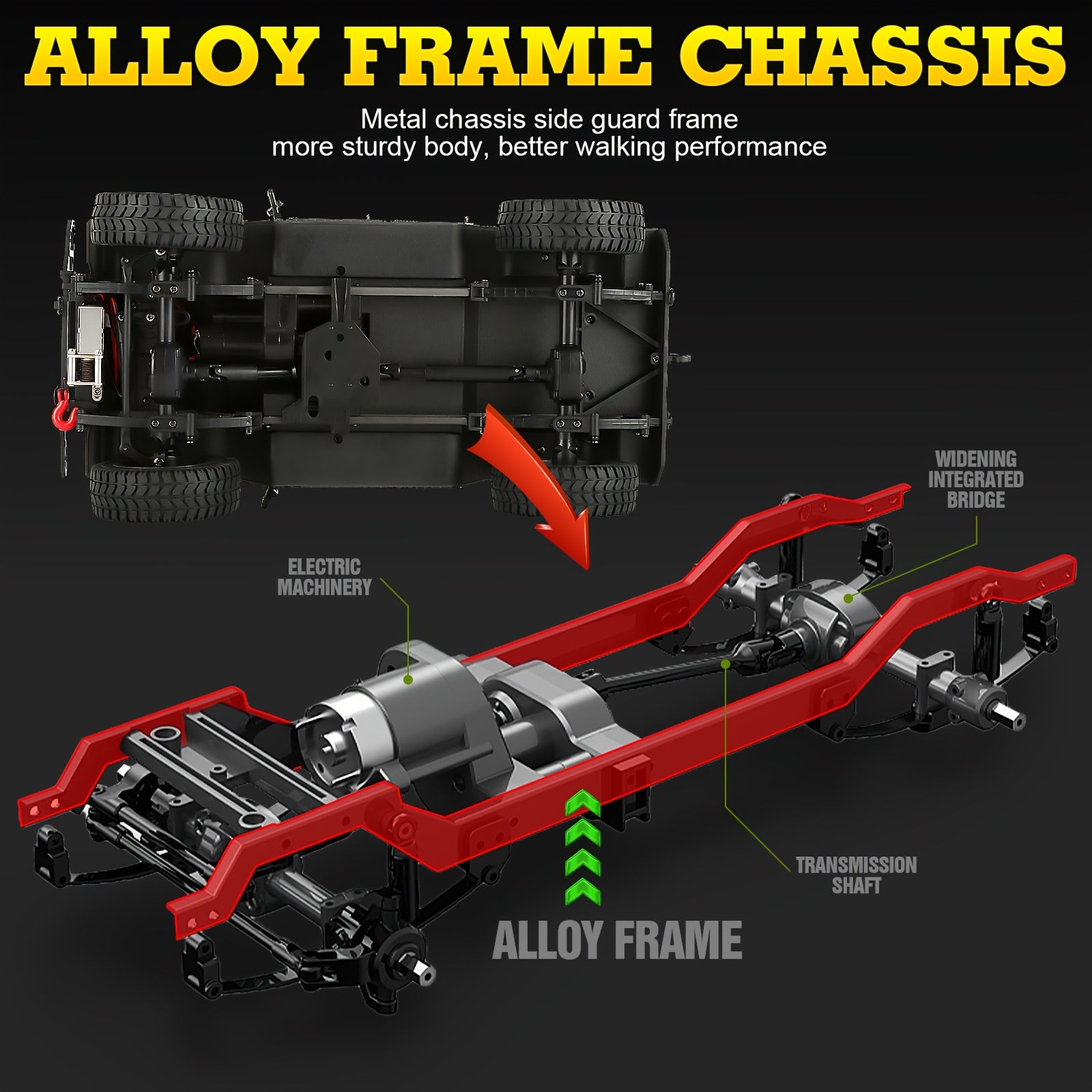 RC Off-Road Crawler Truck C8835 Full Scale Adult Remote Control Car Climbing Variable Speed Belt Simulation LED Lights Multiple Modes Hobby Gift for Men