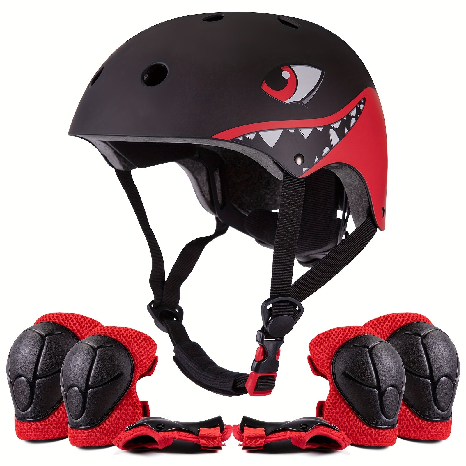 Kids Bike Helmet Set with Knee and Elbow Pads Adjustable Protective Gear for Boys Girls Ages 5 Plus Cycling Skating Scooter - Birthday Gift