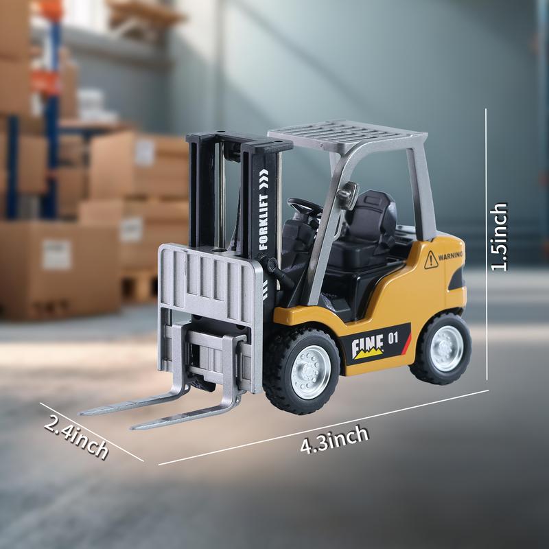 Mini RC Forklift Toy with 2-in-1 Lift Fork & Hook, Rechargeable Battery, Lights and Sound, Construction Vehicle Options for Ages 12+