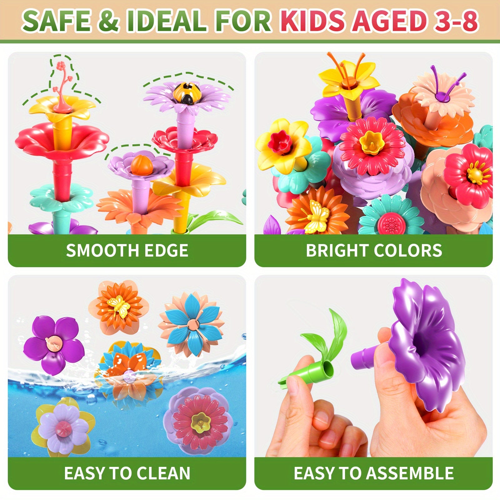 Flower Garden Building Blocks Set 81 148 224pcs STEM Educational Toy for Girls Boys Ages 3 4 5 6 7 8 - Birthday Christmas Gift