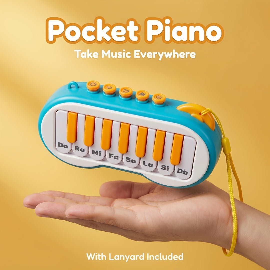 Mini Piano Toy for Kids 8-Key Musical Keyboard - Do Re Mi Scale, Portable Electronic Piano with Lanyard, Educational Music Toy, Non-Toxic ABS, Gift for Boys & Girls