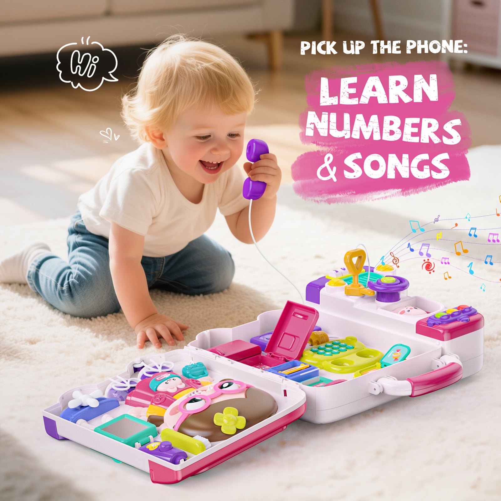 54-in-1 Musical Baby Busy Board for Toddlers - Early Educational Toy with Motor Skills Development, Montessori Activity Board, Birthday Gift for Baby Boys Girls 1-3 Years