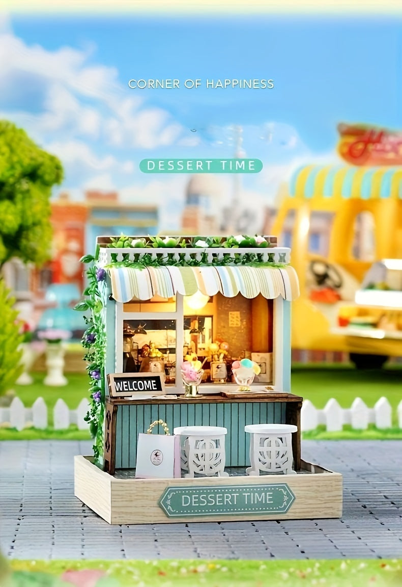 DIY Wooden Dollhouse Kit with Dust Cover – Handmade Miniature Puzzle Tiny House with Furniture for Teens Adults Christmas Birthday Gift