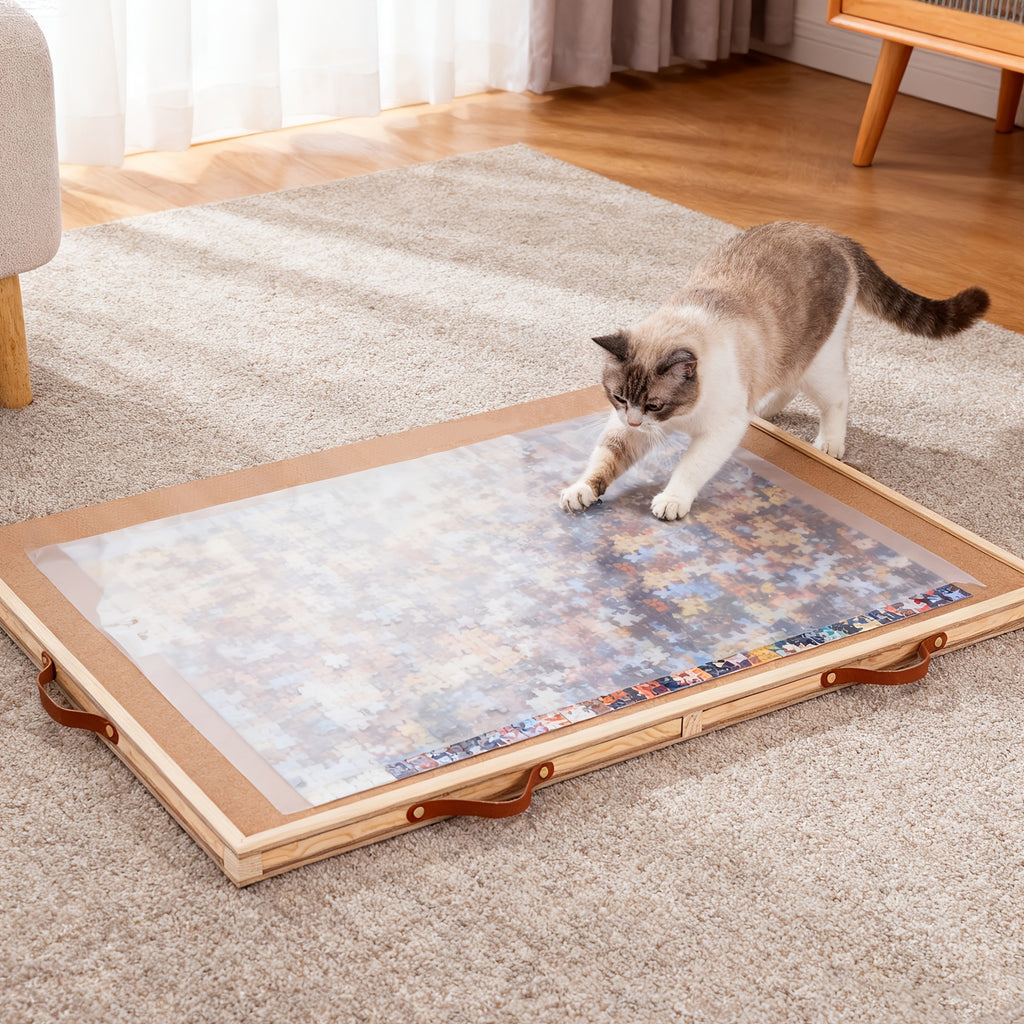 Deluxe Puzzle Board with 6 Drawers & Cover 35x27 Inch – Wooden Rotating Jigsaw Table Organizer for 1500 Pieces Adults Seniors