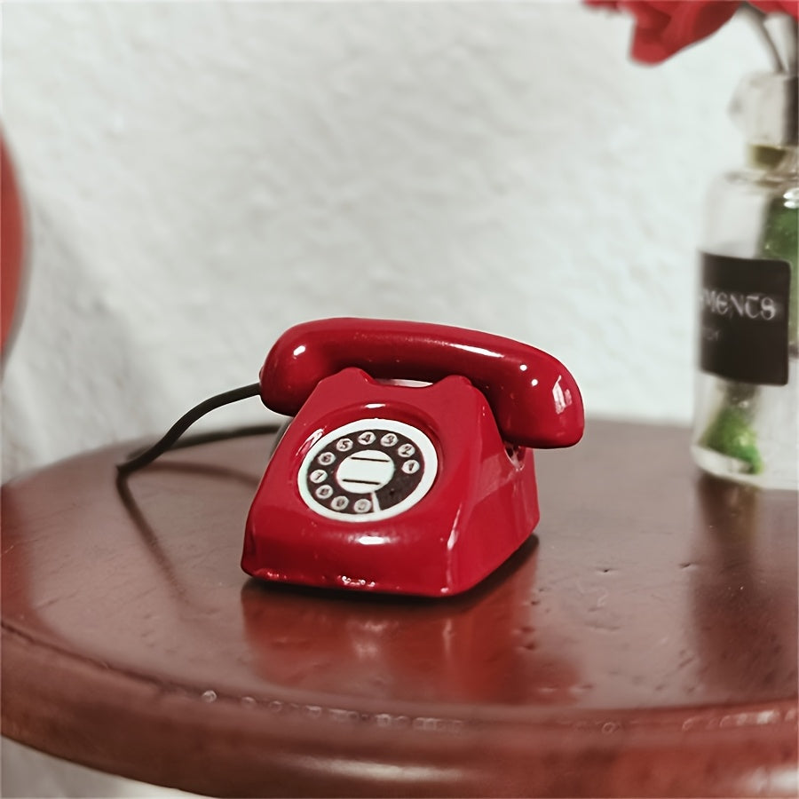 Dollhouse Miniature Vintage Rotary Phone 2pcs Alloy – 1:12 Scale Furniture Props for Pocket Scene Diorama DIY Decor Collector Gift