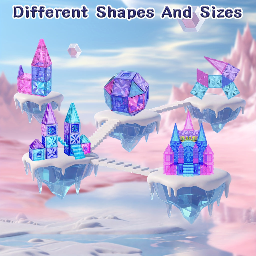 Magnetic Tiles 114pcs Princess Ice Castle Building Set 3D STEM Construction Toy for Girls Boys Ages 3-8 - Birthday Christmas Gift
