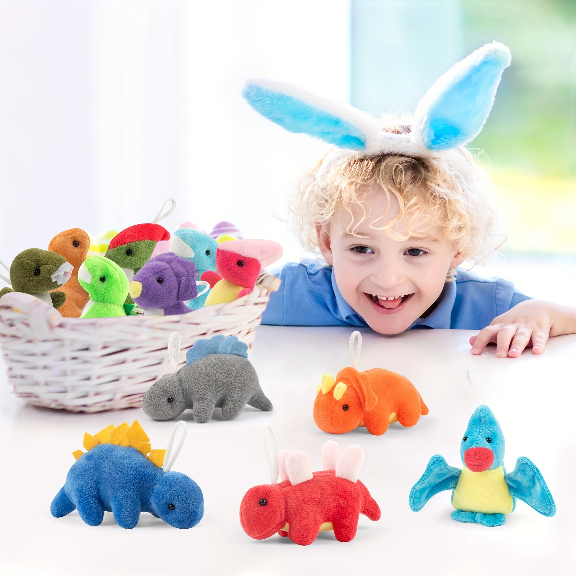 Mini Dinosaur Plush Toys 12 Pack – Soft Stuffed Dino Figures Bulk Party Favors for Kids, Goodie Bag Stuffers, Keychains, Carnival Prizes Boys Girls