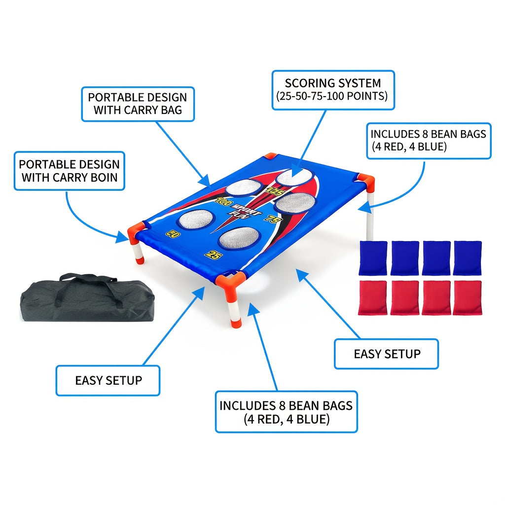 5-Hole Bean Bag Toss Board Game Set with 8 Bean Bags & Carry Bag – Outdoor Indoor Party Game for Kids Adults Backyard Camping Beach Tailgate