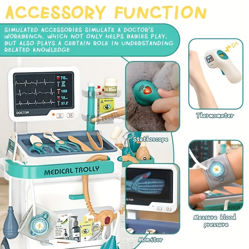 Kids Doctor Kit Pretend Play 26 Piece Medical Toy Set with Sound Effects Stethoscope Thermometer Blood Pressure Meter ABS Safe Role Play Gift for Children Age 3+