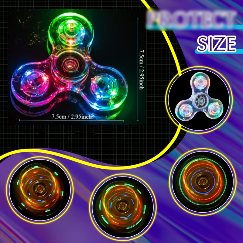 Glow in the Dark Fidget Spinner 12 Pack LED Crystal Spinning Top 4-Gear Adjustable Speed Stress Relief Toy for Kids Teens Adults Party Favor Gift