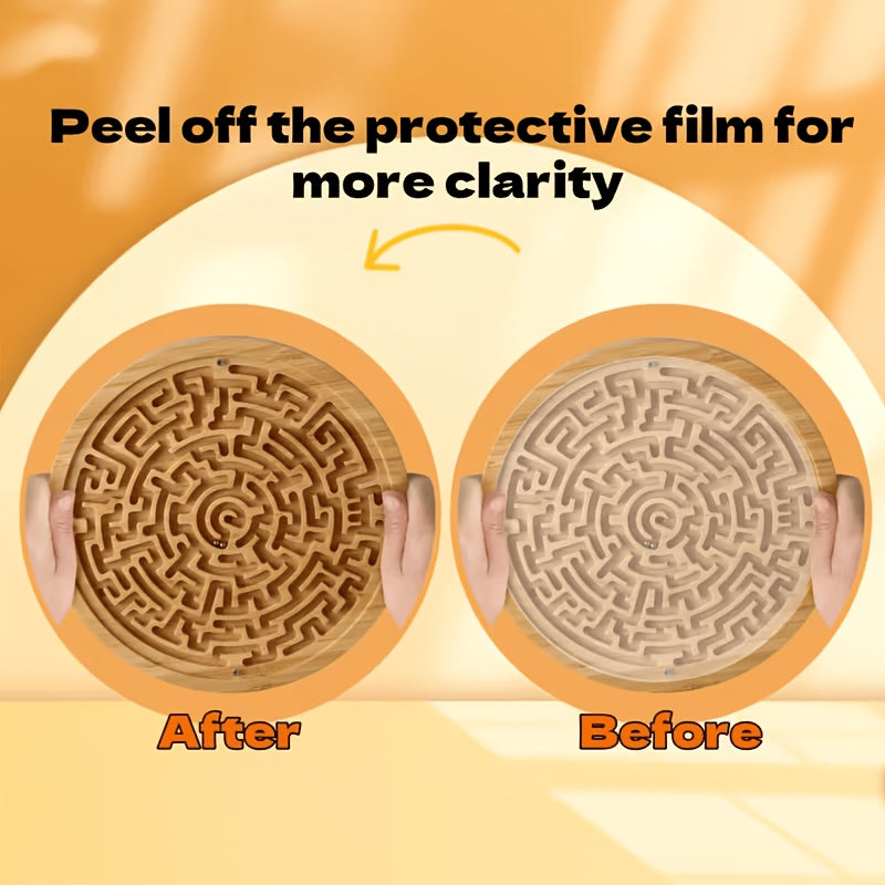 Round Wooden Maze Balance Board with Steel Balls – Brain Training Labyrinth Puzzle Game for Kids Adults Concentration Focus STEM Skill Development Toy
